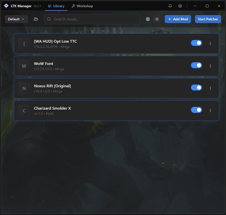 Skin library development screenshot